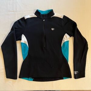 Pearl Izumi Shirt Women Medium Black Long Sleeve Cycling Jersey HalfZip Pullover